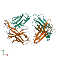 PDB entry 1f58 coloured by chain, front view.