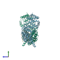 PDB entry 1f59 coloured by chain, side view.