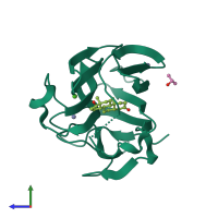 PDB entry 1f5f coloured by chain, side view.