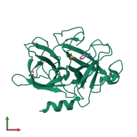 PDB entry 1f5k coloured by chain, front view.