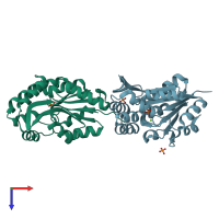 PDB entry 1f5s coloured by chain, top view.