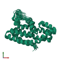 PDB entry 1f5x coloured by chain, ensemble of 20 models, front view.