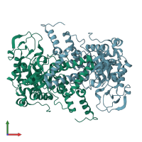PDB entry 1f61 coloured by chain, front view.