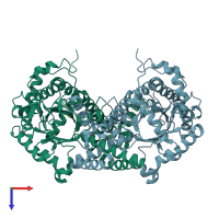 PDB entry 1f61 coloured by chain, top view.