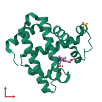 PDB entry 1f63 coloured by chain, front view.