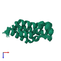 PDB entry 1f68 coloured by chain, ensemble of 30 models, top view.