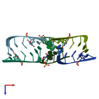 PDB entry 1f6e coloured by chain, top view.