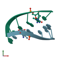 PDB entry 1f6i coloured by chain, front view.