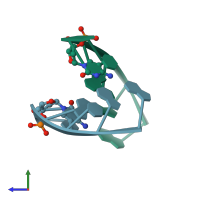 PDB entry 1f6i coloured by chain, side view.