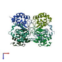 PDB entry 1f6r coloured by chain, top view.