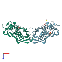 PDB entry 1f77 coloured by chain, top view.