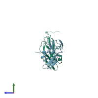 PDB entry 1f7d coloured by chain, side view.