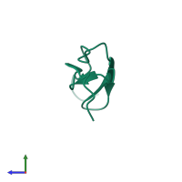 PDB entry 1f7m coloured by chain, side view.