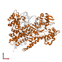 Arginine--tRNA ligase, cytoplasmic in PDB entry 1f7u, assembly 1, front view.