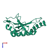 PDB entry 1f7w coloured by chain, top view.