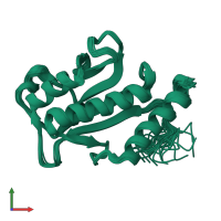 PDB entry 1f7x coloured by chain, ensemble of 30 models, front view.