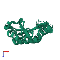 PDB entry 1f7x coloured by chain, ensemble of 30 models, top view.