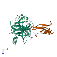 PDB entry 1f7z coloured by chain, top view.