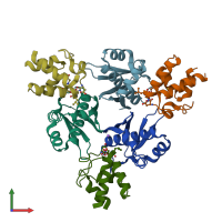 PDB entry 1f80 coloured by chain, front view.