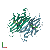 PDB entry 1f86 coloured by chain, front view.