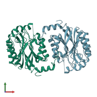 PDB entry 1f89 coloured by chain, front view.