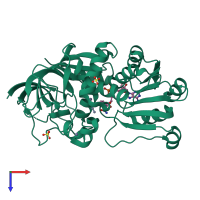 PDB entry 1f8f coloured by chain, top view.
