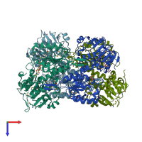 PDB entry 1f8g coloured by chain, top view.