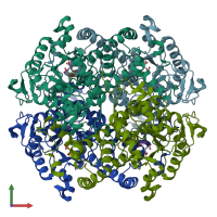 PDB entry 1f8i coloured by chain, front view.