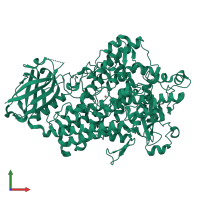 PDB entry 1f8n coloured by chain, front view.
