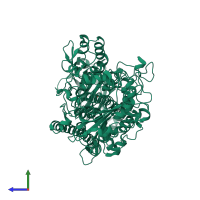 PDB entry 1f8n coloured by chain, side view.
