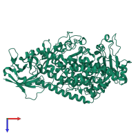 PDB entry 1f8n coloured by chain, top view.
