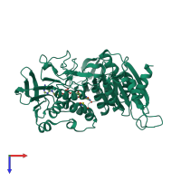 PDB entry 1f8w coloured by chain, top view.