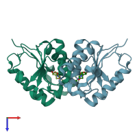PDB entry 1f8y coloured by chain, top view.
