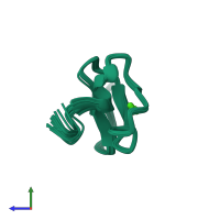 PDB entry 1f8z coloured by chain, ensemble of 20 models, side view.