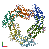 PDB entry 1f99 coloured by chain, front view.