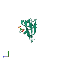 PDB entry 1f9p coloured by chain, side view.