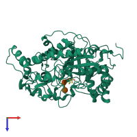 PDB entry 1fa2 coloured by chain, top view.