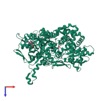 PDB entry 1fa9 coloured by chain, top view.