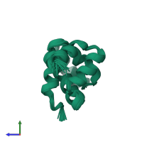 PDB entry 1fad coloured by chain, ensemble of 21 models, side view.