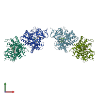 PDB entry 1fag coloured by chain, front view.