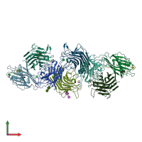 PDB entry 1fay coloured by chain, front view.