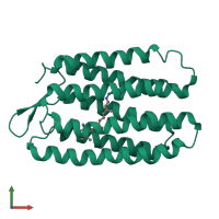 PDB entry 1fbb coloured by chain, front view.