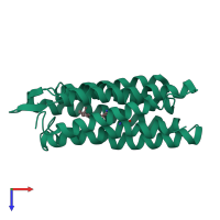 PDB entry 1fbb coloured by chain, top view.