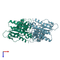 PDB entry 1fbh coloured by chain, top view.