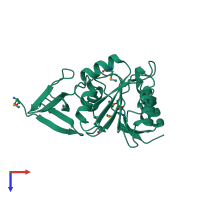 Monomeric assembly 1 of PDB entry 1fbn coloured by chemically distinct molecules, top view.