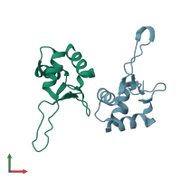 PDB entry 1fbq coloured by chain, front view.