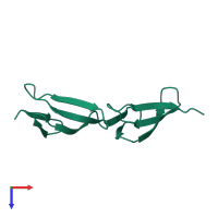 PDB entry 1fbr coloured by chain, top view.