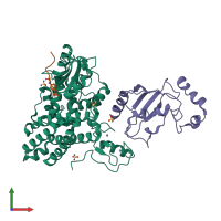 Hetero trimeric assembly 1 of PDB entry 1fbv coloured by chemically distinct molecules, front view.