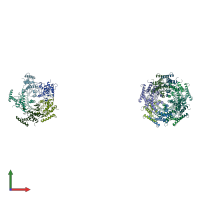 PDB entry 1fbx coloured by chain, front view.