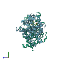 PDB entry 1fby coloured by chain, side view.